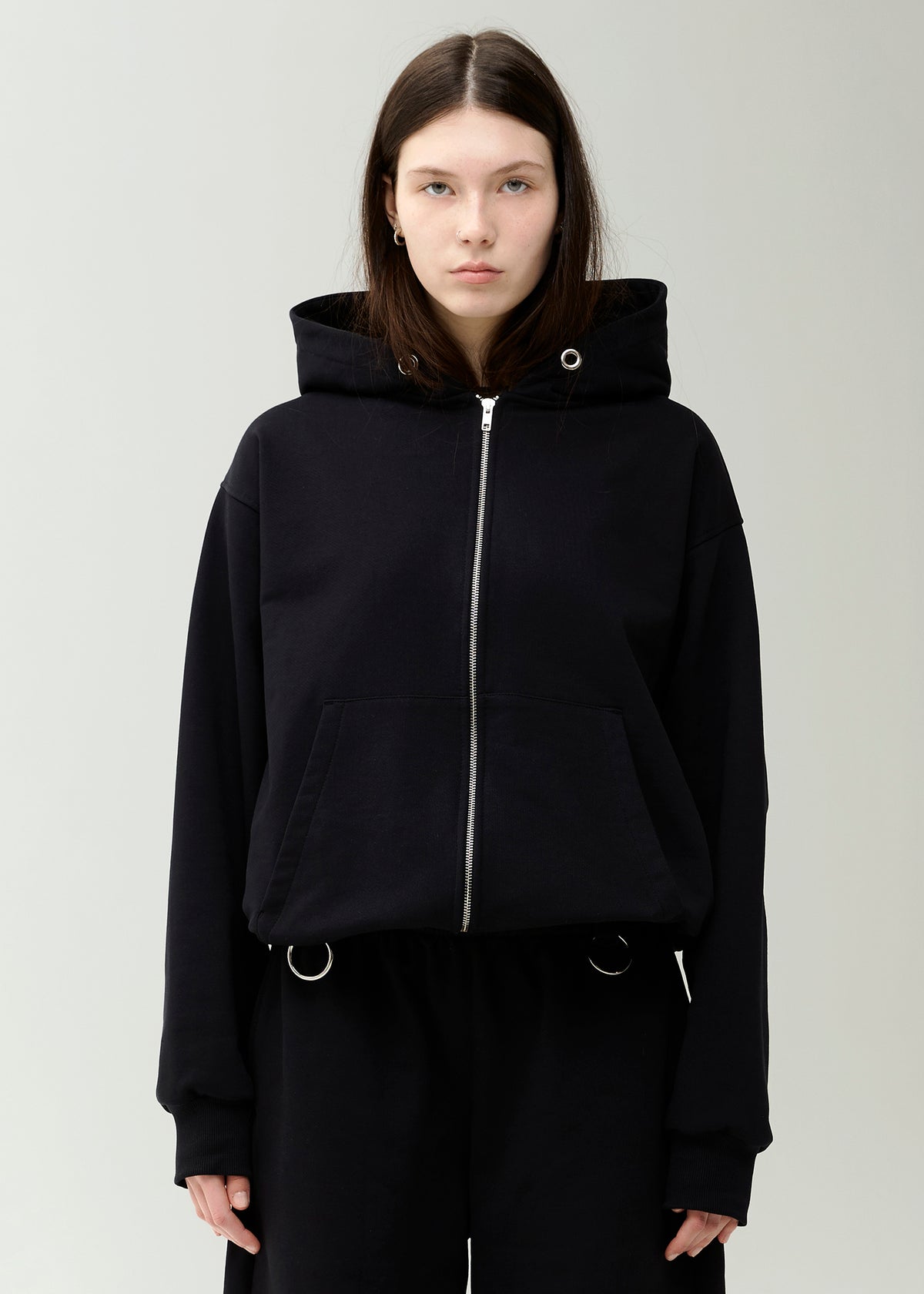 BASIC black zipped hoodie