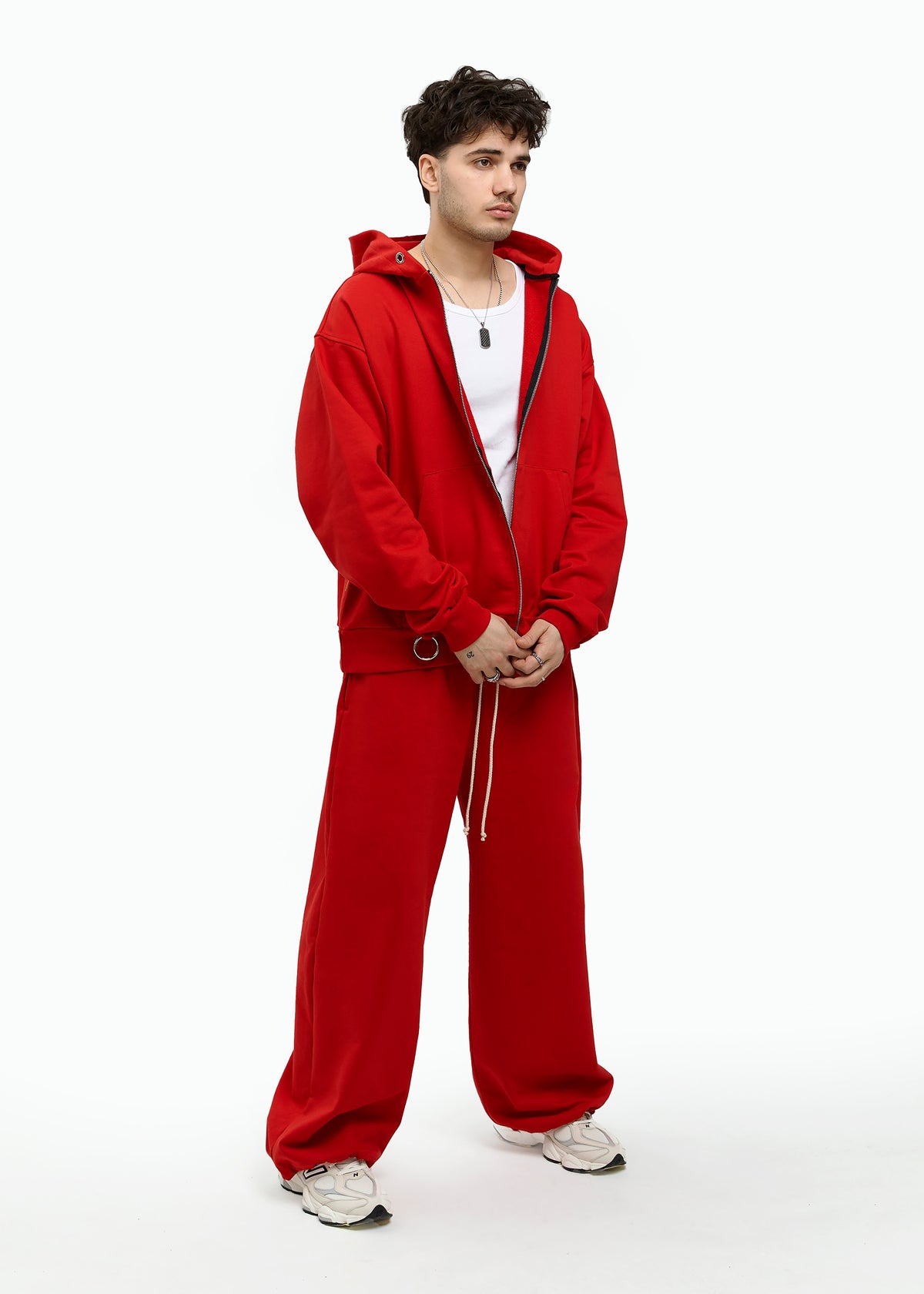 BASIC red zipped hoodie