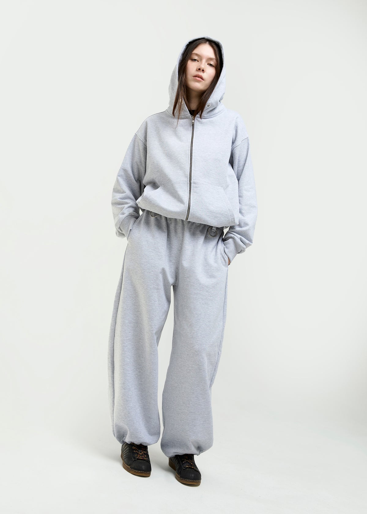 BASIC & BUBBLE melange zipped set