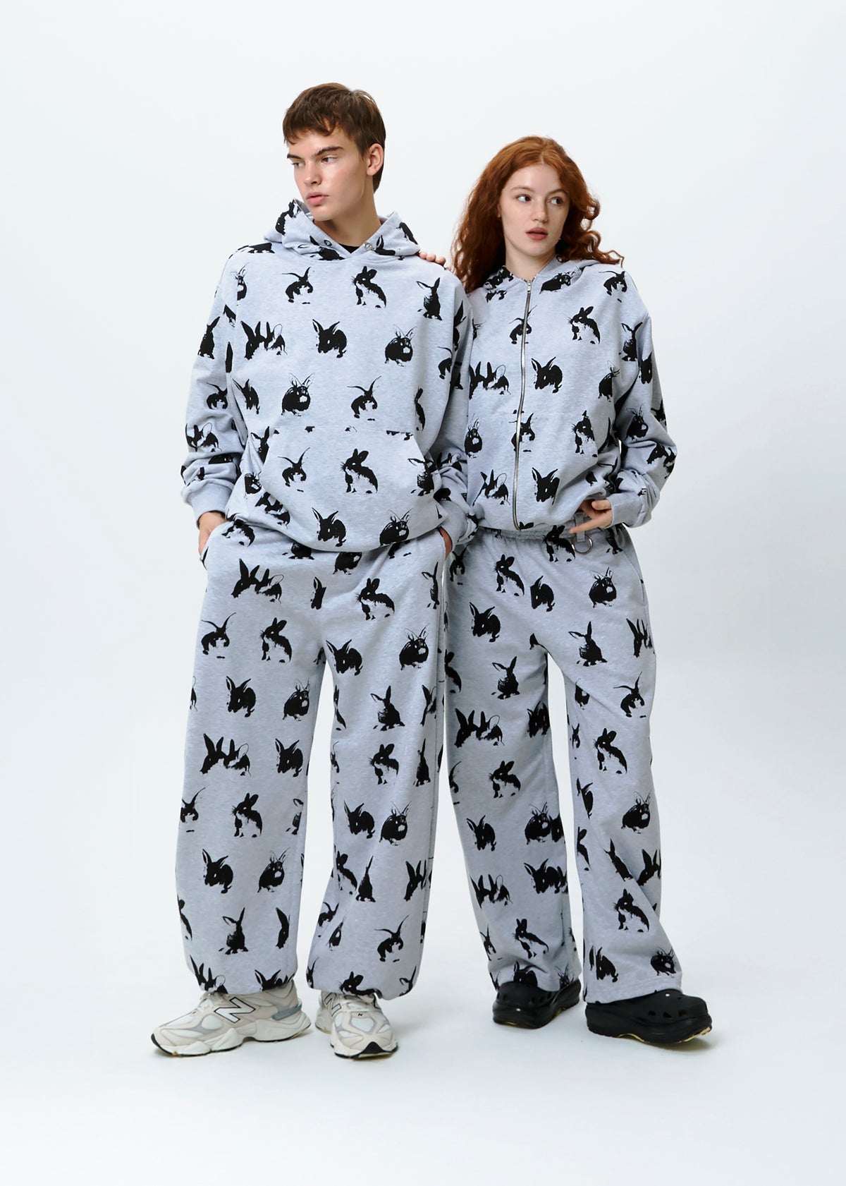 BASIC & BUBBLE RABBIT grey zipped set