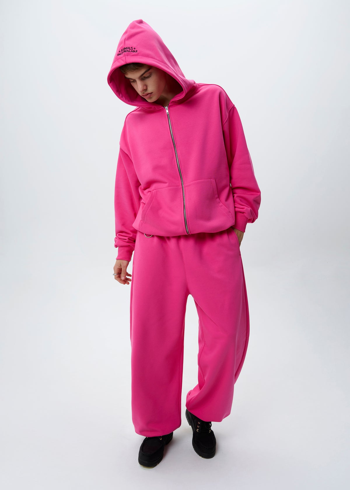 BASIC & BUBBLE pink zipped set